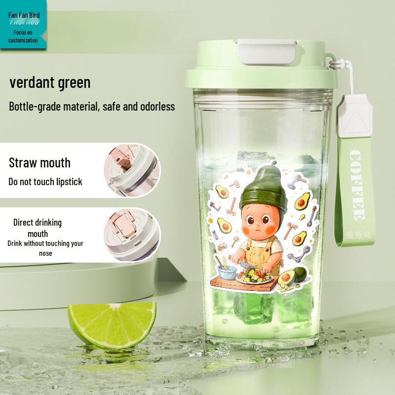 Star People Large Simple Lily Straw Water Cup - High Capacity Plastic Coffee Cup for Girls
