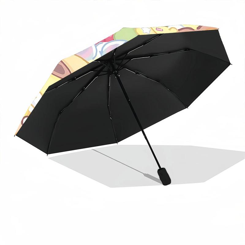 1pc PomPom Purin Automatic Folding Umbrella - Portable 3-Fold Design with 8-Bone Iron Frame for Outdoor Use, Perfect Gift for Fans, Travelers, and Dai