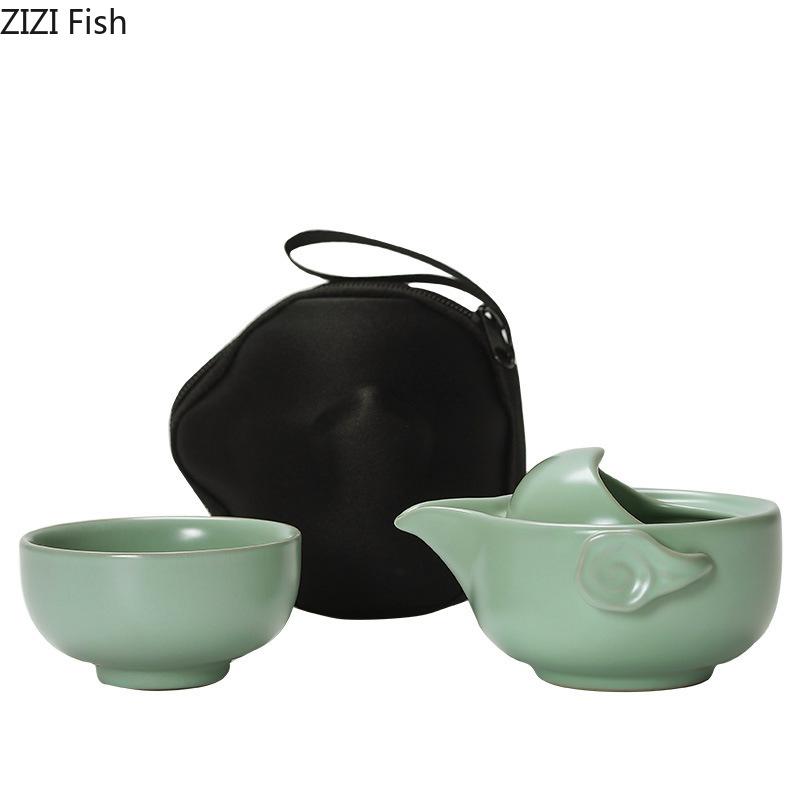 Household Tea Set Teapot Cup Portable Outdoor Kungfu Tea Set One Pot Two Cups Chinese Teas Ceremony Accessories Business Gift