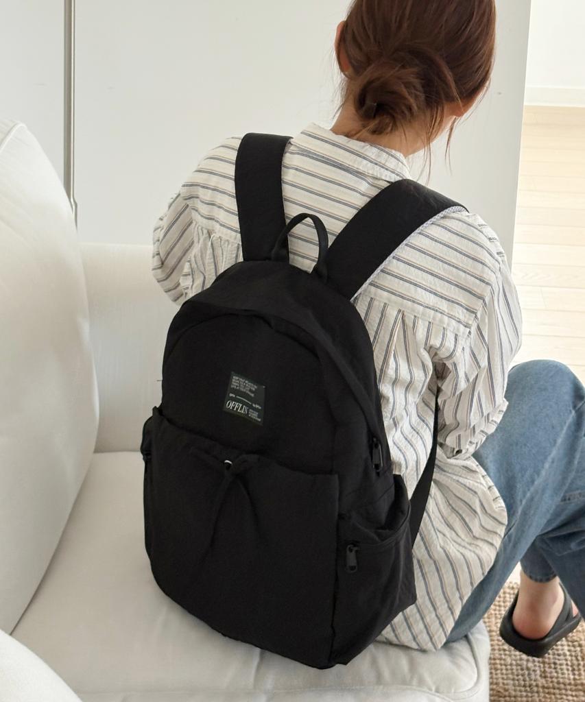 Offlin Ribbon String Backpack Black