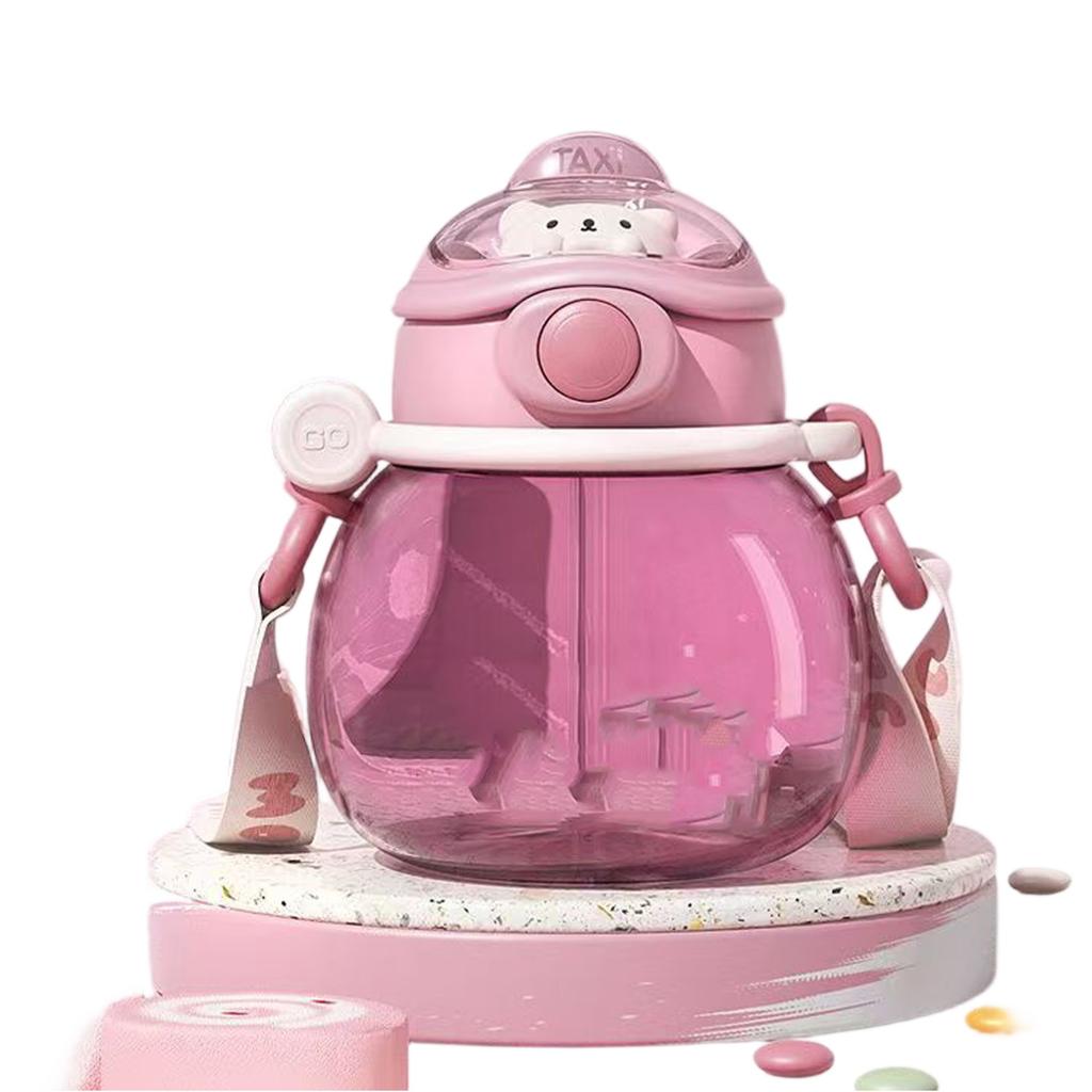 Large Capacity Women's Portable Plastic Water Jug Cute Straw Cup for Kids Summer Outdoor Hydration
