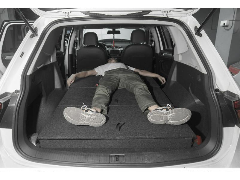 Volkswagen Tiguan L Trunk Conversion: Rear Storage Organizer & Camping Travel Bed Board.