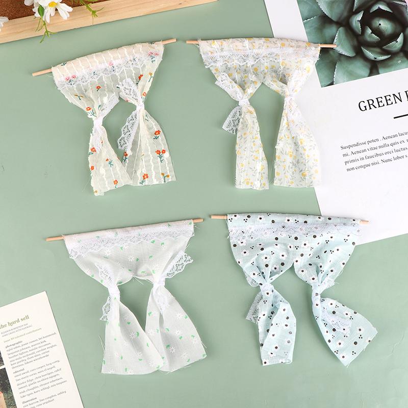 1Pc 1:12 Dollhouse Miniature Daisy Flower Curtain Lace Curtain House Furniture Model Decor Toy Doll House Accessories