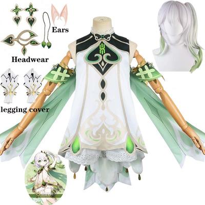   Nahida Cosplay Costume Lesser Lord Kusanali Full Set Dress Ears Wig Nahida Outfits for Comic Con