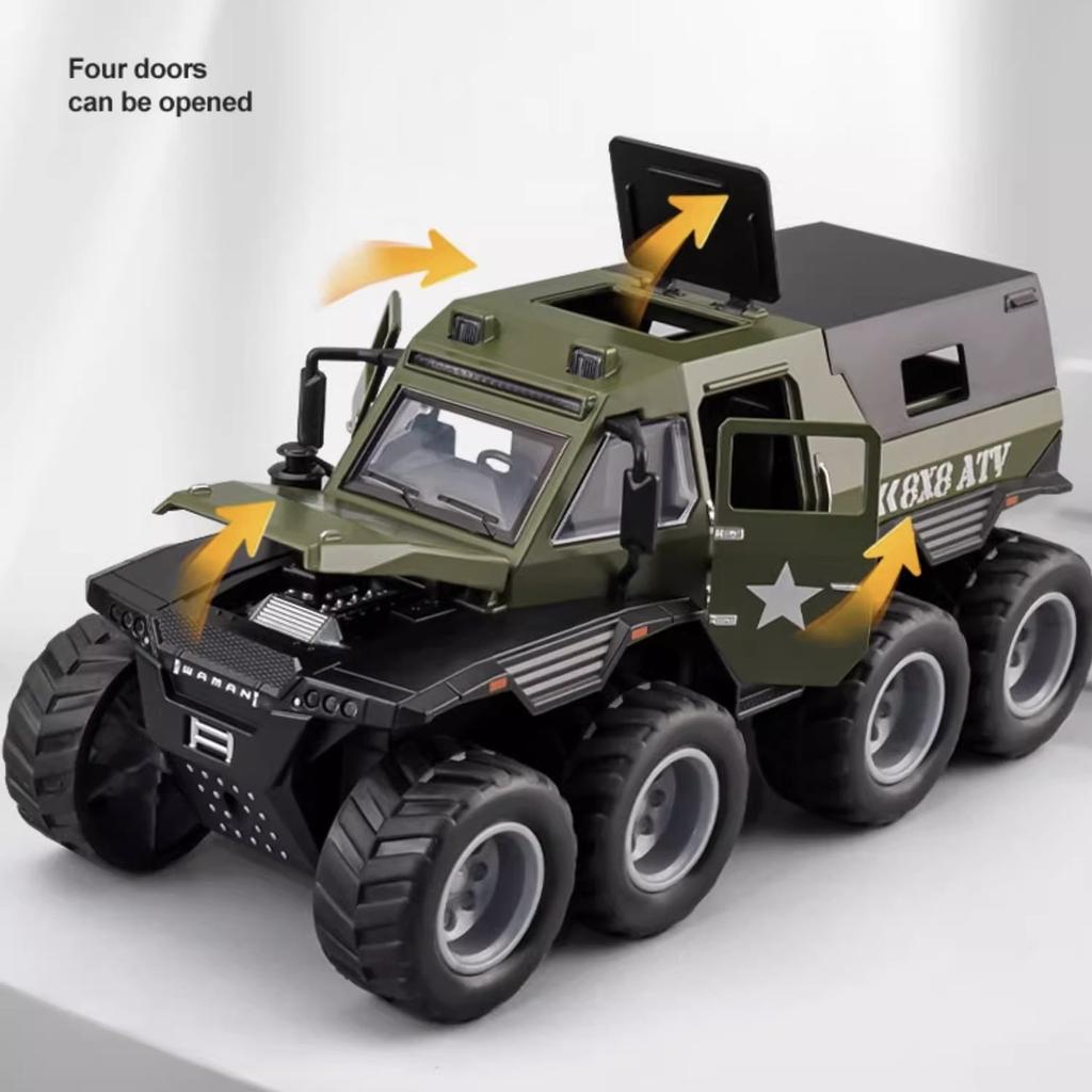 1: 32 Conqueror SUV Mini Toy Car Simulation Alloy Off-Road 8 Wheel Car Inertial Model Sound Lightweight Children's Birthday Gift