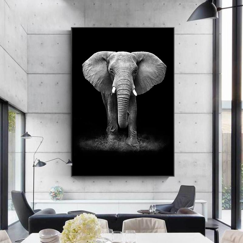 Modern Black And White Lion Elephant Deer Zebra Poster Canvas Painting Nordic Animals Wall Picture For Living Room Home Decor