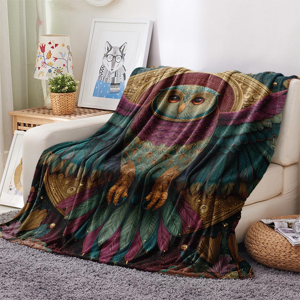 Winged Owl  Print Flannel Blanket, High Quality Comfortable for All Seasons, Home Decor, Warmth and Comfort