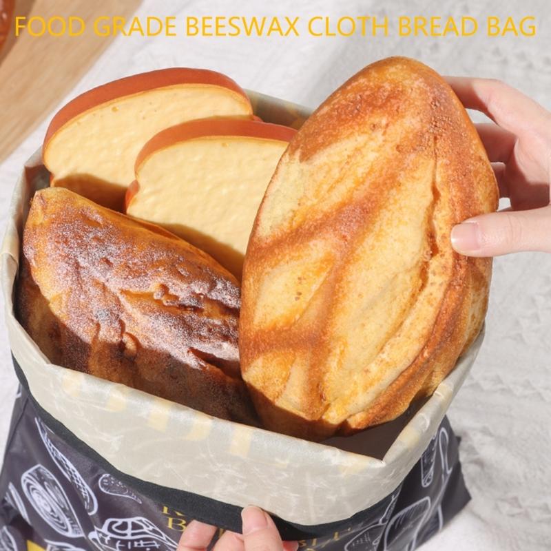 Sacchetto riutilizzabile in cera d'api per pane con chiusura sicura Fodera in cotone naturale per uso prolungato Mantenendo la freschezza