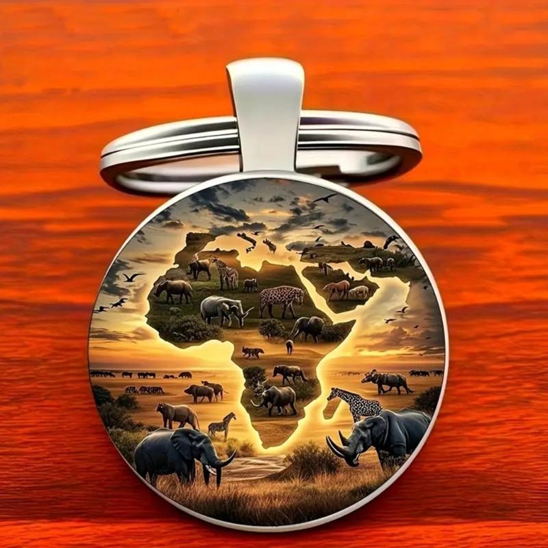 African Wildlife Keychain Collection Featuring Multiple Animal Designs Lions Elephant Giraffe Symbolic of Savannah Theme