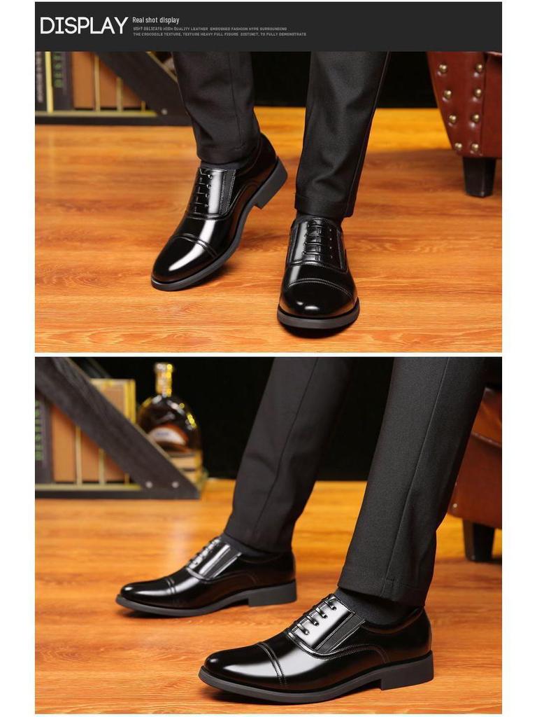 Men's British Style Three-joint Leather Shoes for Work and Casual Wear.