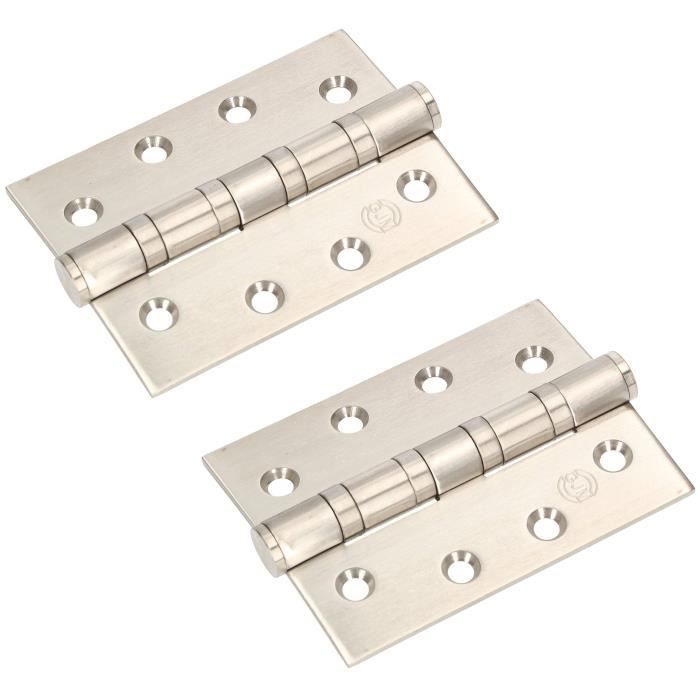 Lot De 2 Charnières De Porte KOTARBAU Fabriquées En Acier Inoxydable Avec Paliers Lisses Pour Paumelle Lourde, 100x75 Mm