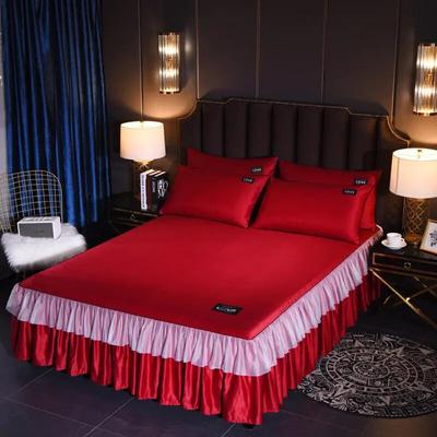 Satin-Tagesdecke auf dem Bett, flaches Laken, luxuriöses Paar-Bettlaken, Doppelbett, Matratzenbezüge, Rüschenrock, weiche Bettwäsche 150 180