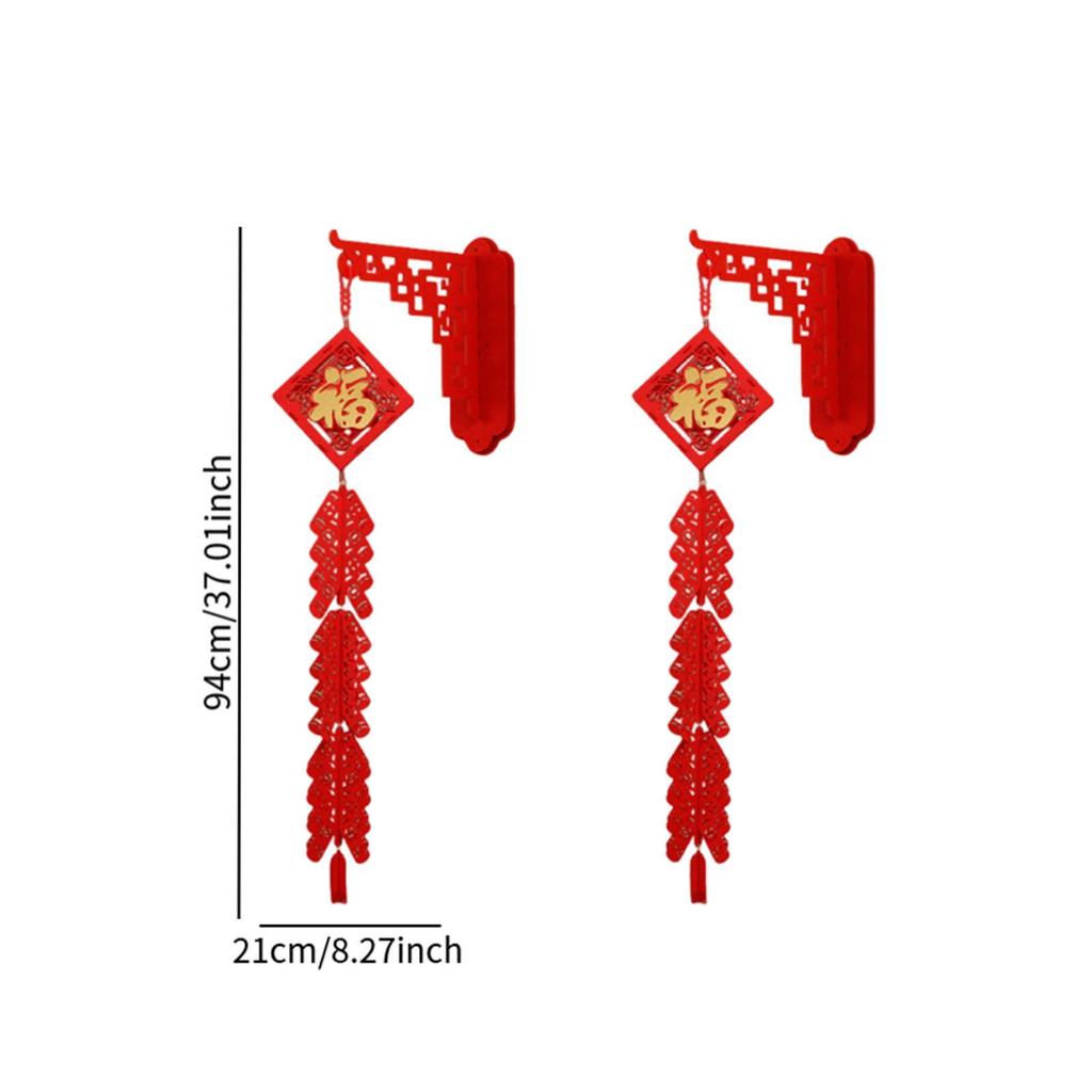 2 Pieces New Year Decorations Traditional Red Fu Character Lightweight Oriental Shaking Luck Pendant for Shops Celebration