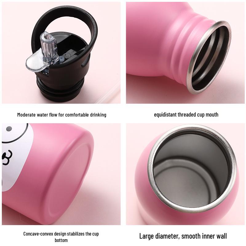 American-Style Children's Sports Water Bottle - 304 Stainless Steel Cartoon Kettle, Portable Fashion Cup, Gift Option