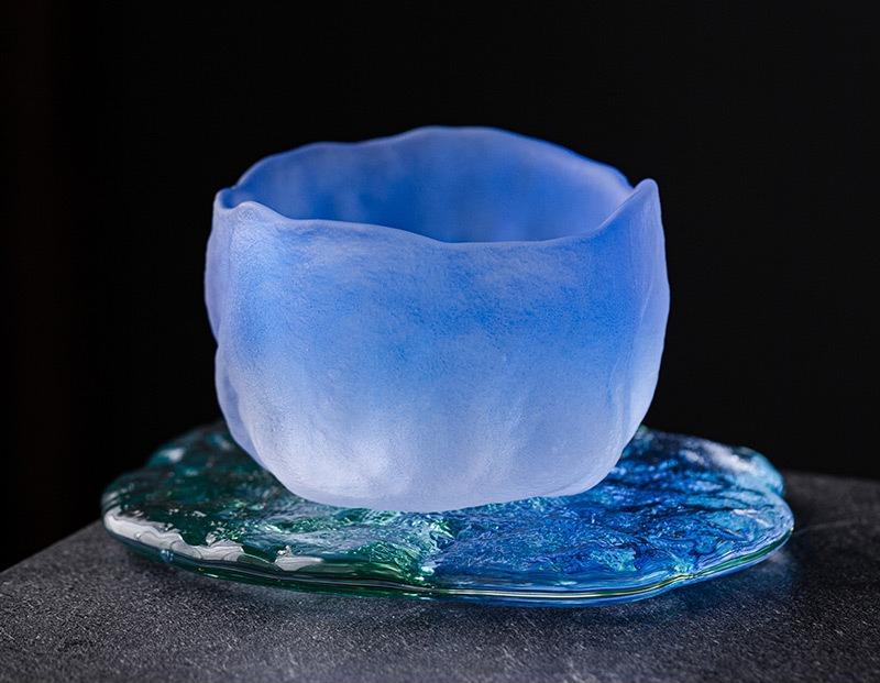 Japanese-style glacier blue-green national tide wind small teacup, sake cup, glazed cup, hostess, teacup tea cup, hand frozen