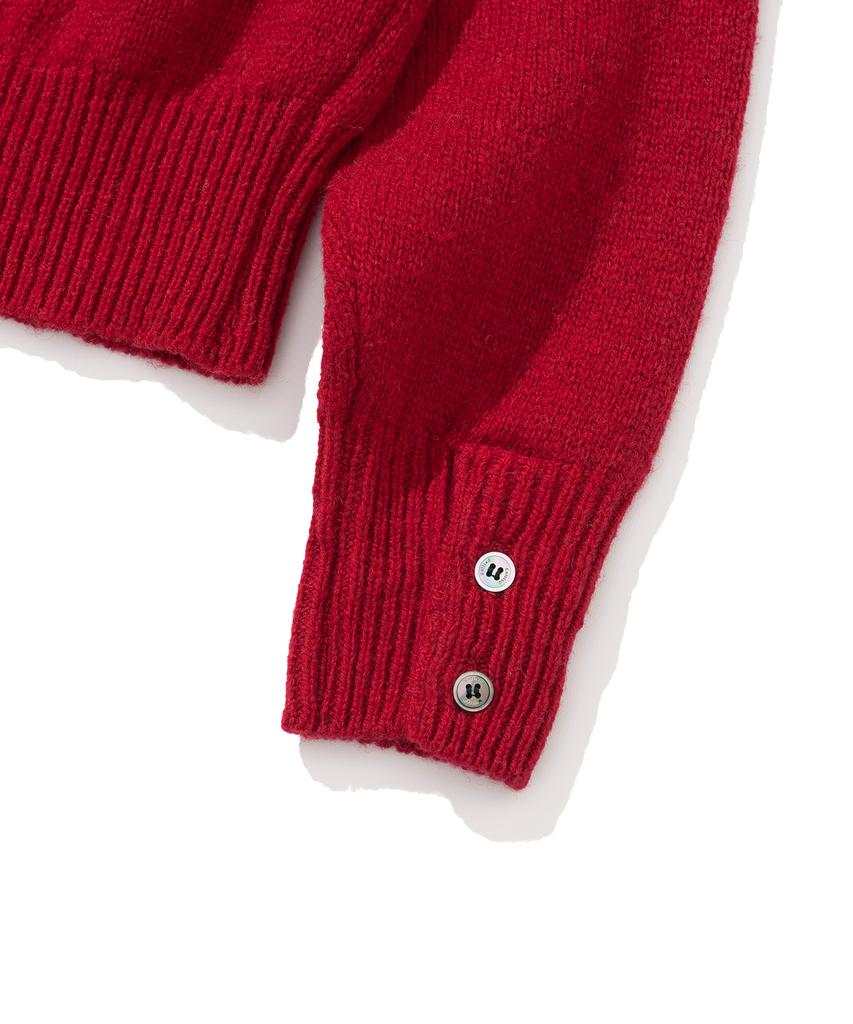 KNITTED (W) Shaggy Dog 100% Wool Round Knit Red