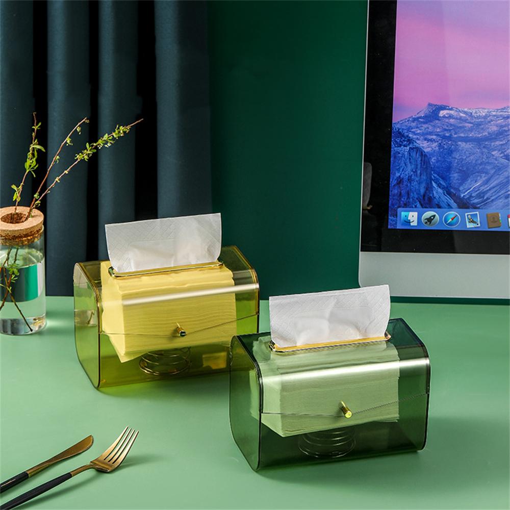 Home Spring Paper Box Creative Automatic All-in-One Lift Tissue Box Plastic Dust Cover Multifunctional Desktop Seal Box 2024
