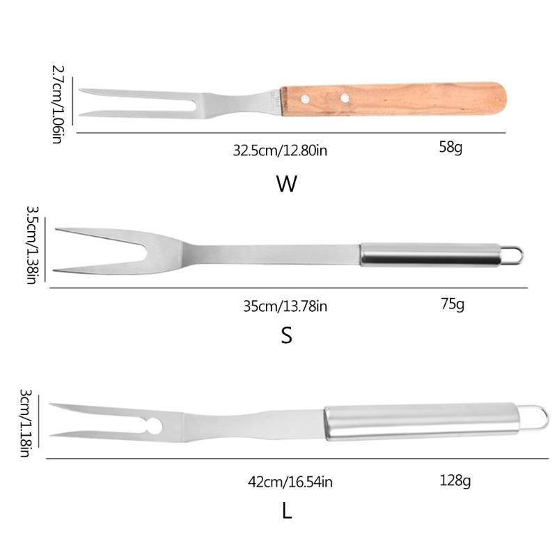 Barbecue Carving Fork Cooking Fork Steak Clamp Picnic Fork Stainless Steel BBQ Serving Grill Meat Roasting Grilling Fork