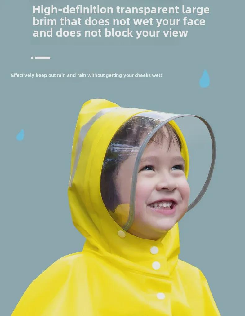 Kids' Waterproof EVA Raincoat with Large Brim and Backpack Space for Boys and Girls