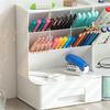 Desktop Storage Box Multi Compartments Pencil Sundry Holder with Drawer Plastic Stationery