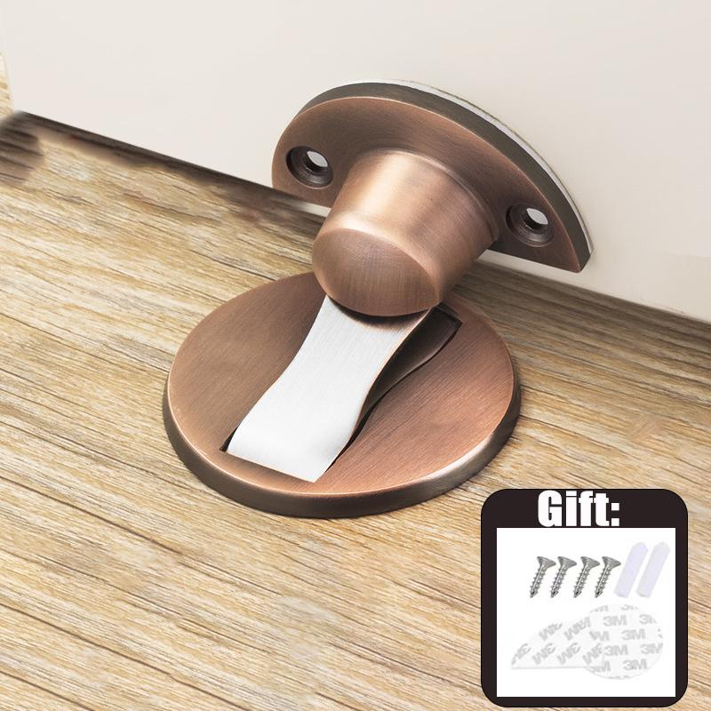 Dop de ușă invizibil puternic magnetic din aliaj de zinc, anti-coliziune, fără găurire, suporturi de ușă cu opritor, montat pe podea, opritor de ușă fără cuie