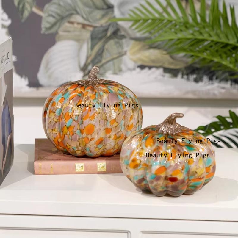 Glass Pumpkin Ornament Desktop Ornament Home Decoration Cartoon Pumpkin Shaped Ornament Halloween Decorations Glass Handicrafts