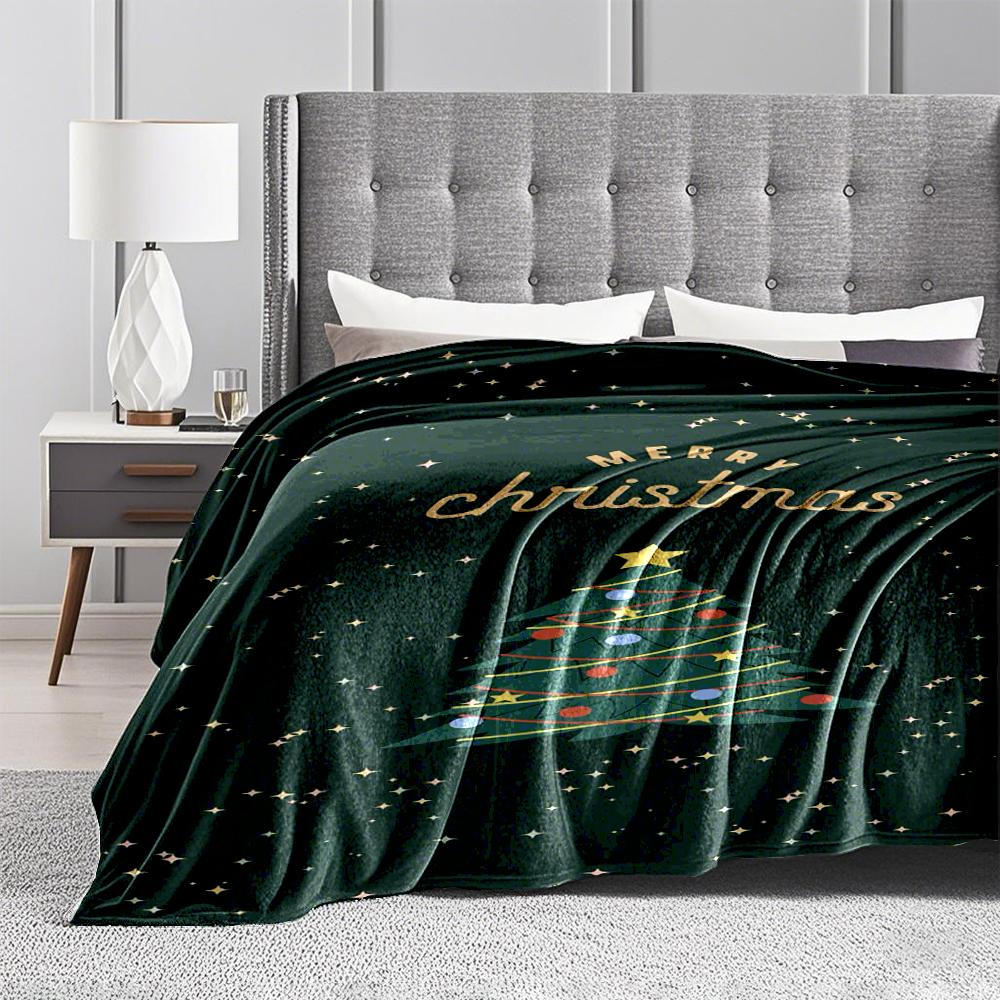 Christmas Tree with Starry BackgroundFlannel Blanket for Bedroom, Living Room, Sofa, and Nap