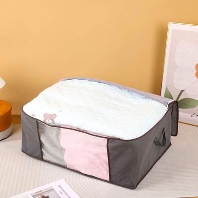 Cotton Quilt Storage Bag with Transparent Window - Clothes Organizer for Comforters