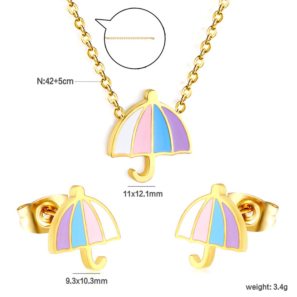 Sweet Strawberry Fruit Drip Oil Necklace Earrings Jewelry Set Cute Gift For Women Girls