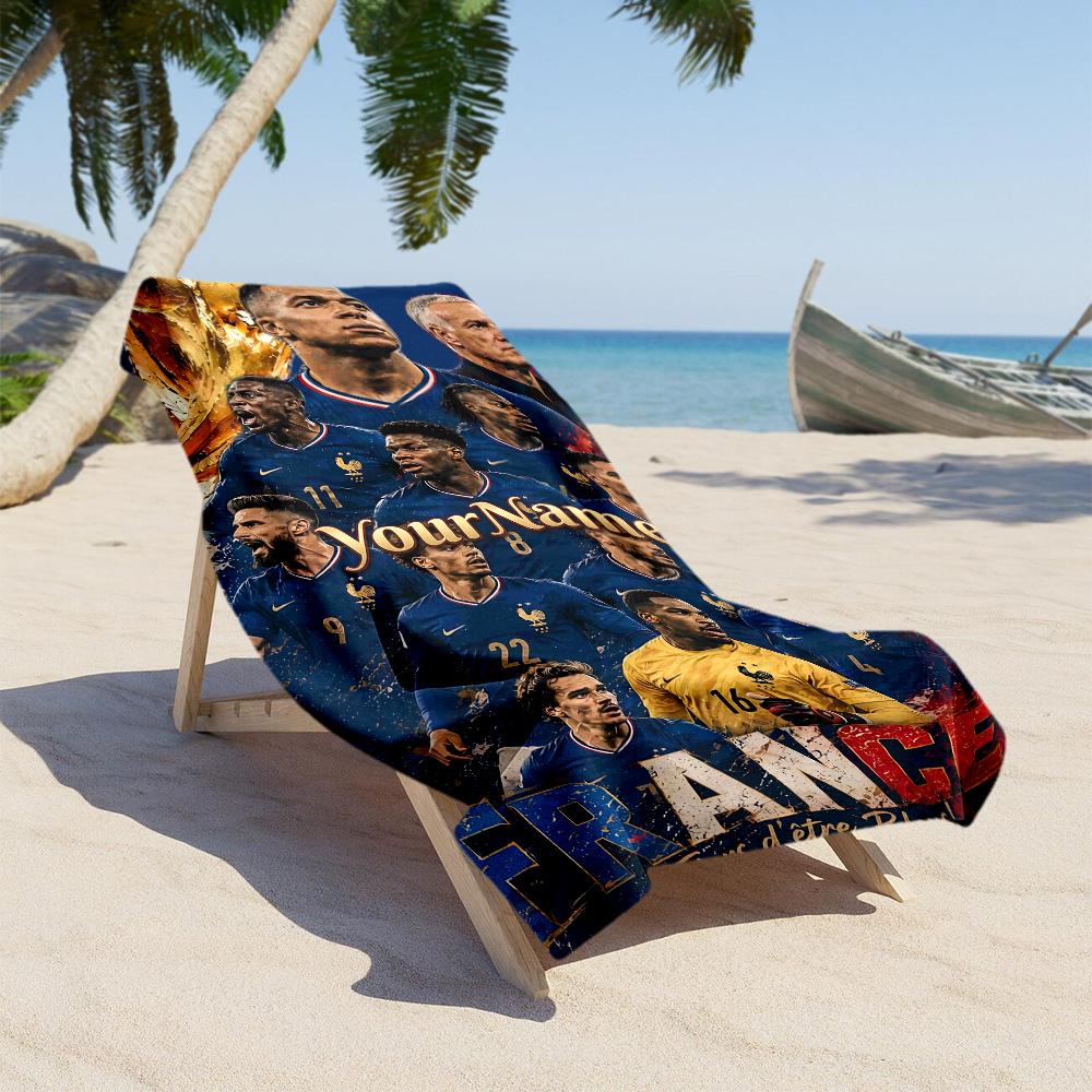 Mbappe Personalized Text Beach Towel Super Soft & Absorbent Suitable for Sports Travel Swimming Yoga Bathroom Beach And Pool