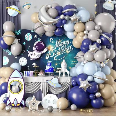 Astronaut Theme Night Blue Latex Balloon Arch Set Birthday Party Photo Background Decoration Balloon Chain