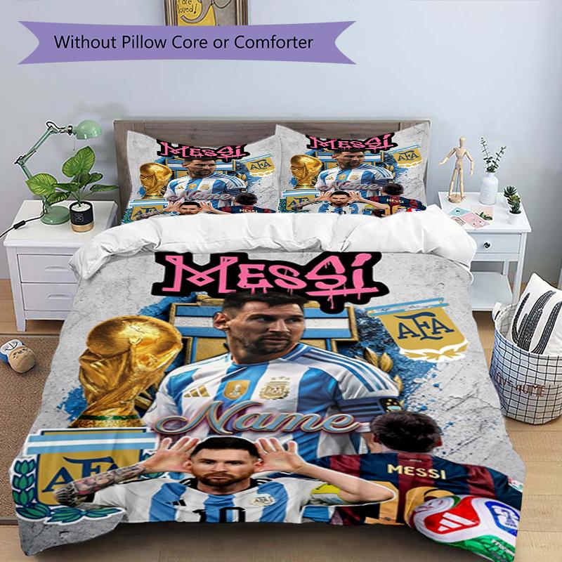 Messi Lionel Messi Football Legend Personalized Name Bedding Set,Soft Bed Linen for Bedroom Home Decoration,Perfect Gift for Football Fans,Breathable