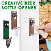 Magnetic Opener Beer Bottle Opener Wall Mounted Wooden Beer Bottle Opener Creative Refrigerator Magnet Beer Jar Corkscrew Opener
