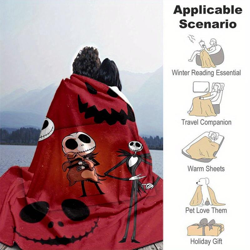 1pc, Cozy Nightmare Before Christmas Home Decor Blanket: Perfect Gift for Bedroom, Living Room, Travel, Camping, Car