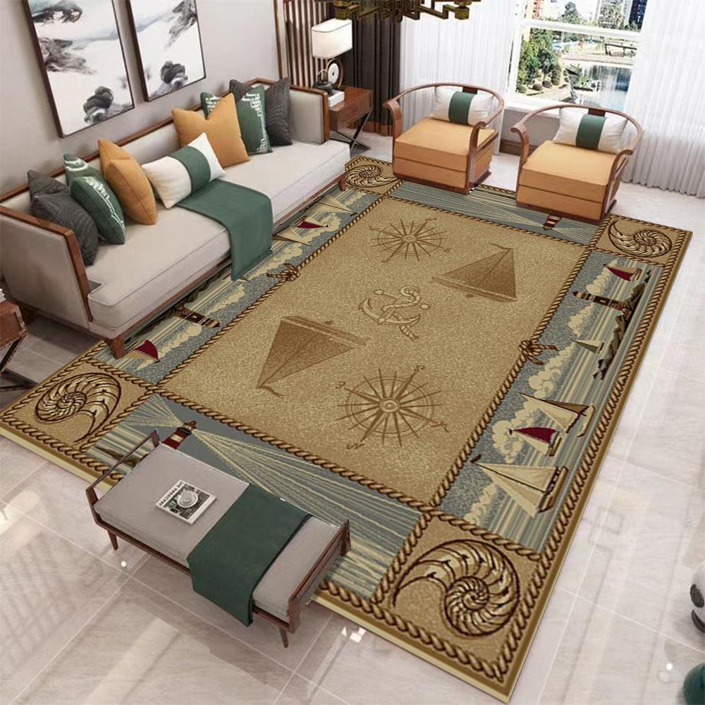 Sailing Lighthouse Carpet Grid Puzzle Ocean Series Living Room Bedroom Decoration Floor Mat Creative Entrance Door Mat