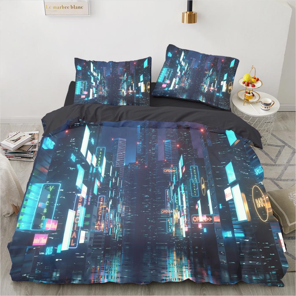 City View Bedding Set Digital Print Duvet Cover Kit Ultra-fine Fiber Pillowcase New Wholesale Bedspread