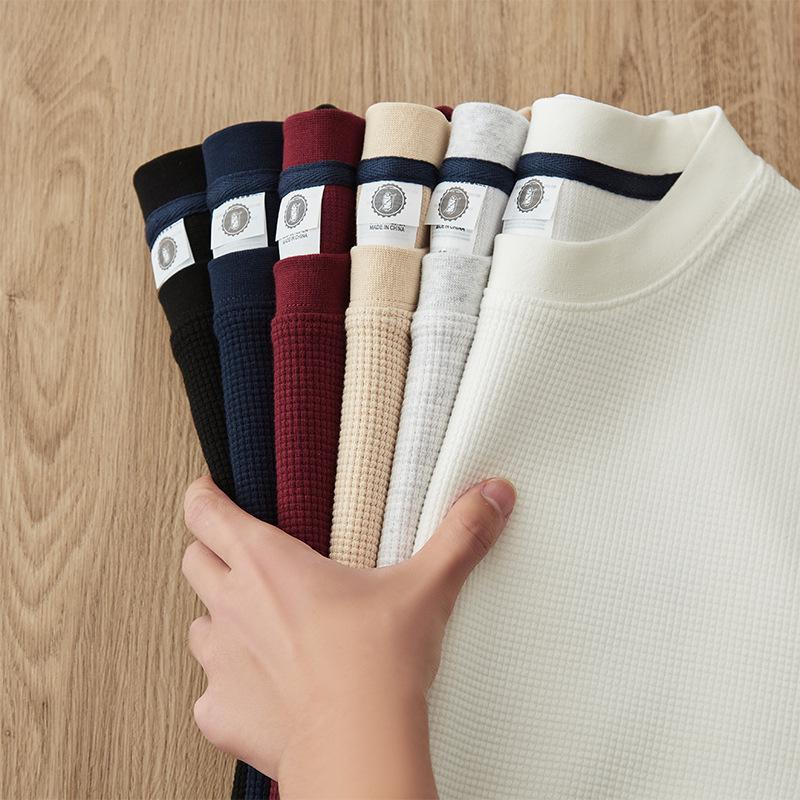 Men's American Retro Heavyweight Waffle Knit Loose Fit Short Sleeve T-Shirt