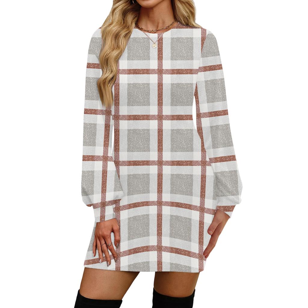 Women's Fashion Casual Round Neck Long-Sleeve Dress