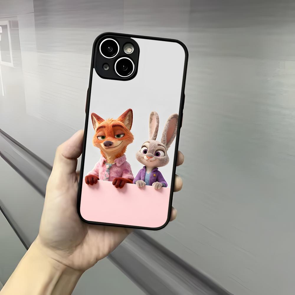 Z-ZootopiaS Nick Judy Phone Case For Iphone 17 16 15 14 13 12 Pro Max Xr Air Plus Skin Feel Black Hard Shell Cover