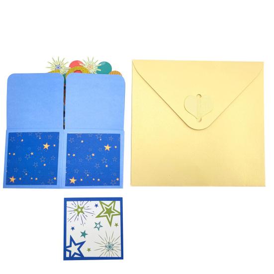 3D přání s obálkou lesklé zářivé barvy ručně vyráběné přáníčko s překvapením a překvapením jedinečný dárek k narozeninám