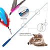 1PC Cat Feather Wand Interactive Teaser Toy Retractable Stick with Bell Refill Replacement Lures for Kitten Indoor Exercise Play