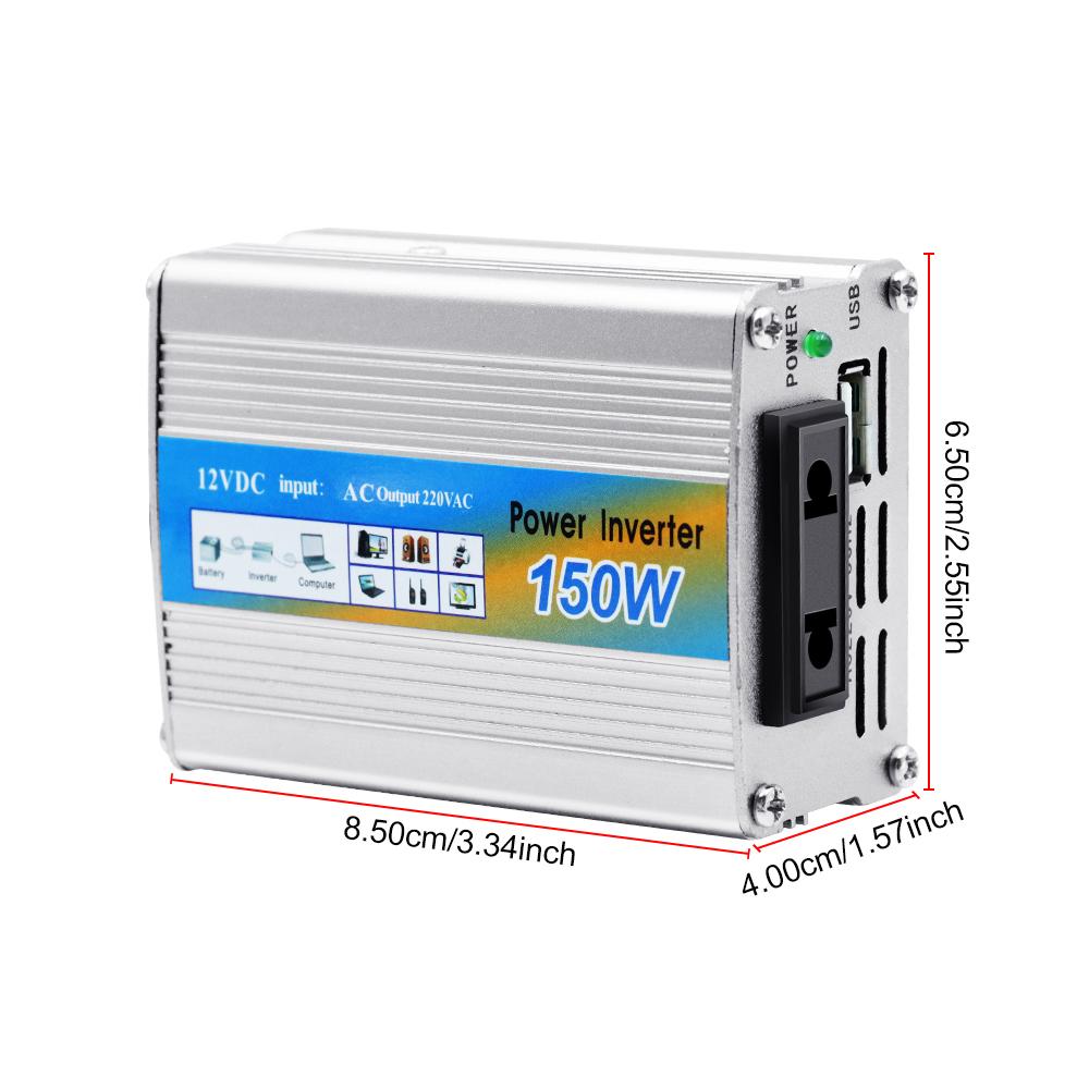 USB Voltage Transformer Car Power Inverter Conversion USB Battery Clip Portable 150W Mounted Inverter DC 12V To AC 220V 50Hz 12V Multiple Protection