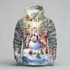 Autumn Winter Large Christmas Series Digital Printed Pattern Hoodie Warm Comfortable Versatile Men Women Christmas Atmosphere Casual Hoodie