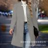 Cappotto Lungo in Lana da Donna con Collo Alto a Doppiopetto Autunno Inverno Colore Unico Ampio Lunghezza Media Blazer Capospalla