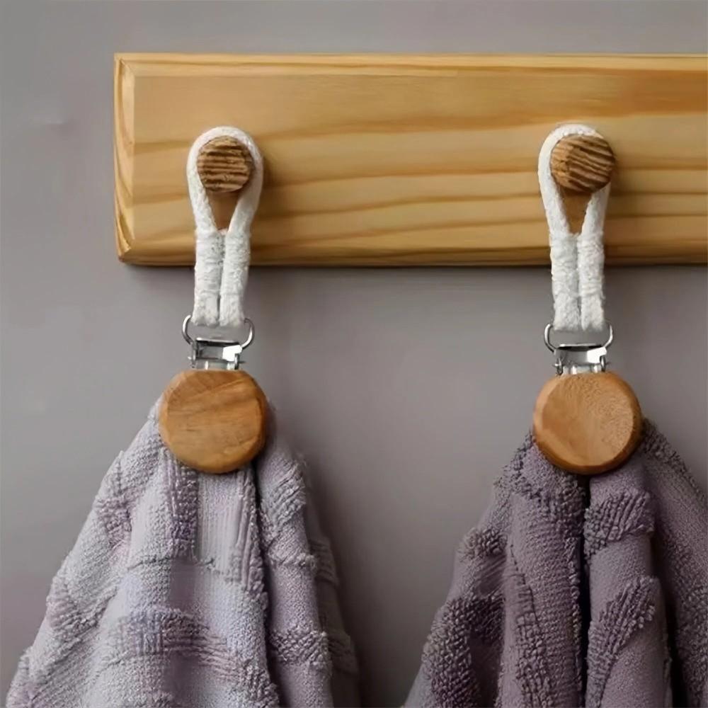 2 PCS Woven Rope Metal Storage Clip Multifunctional Wear-resistant Bathroom Towel Clip No-Drill Space Saving Towel Hanger