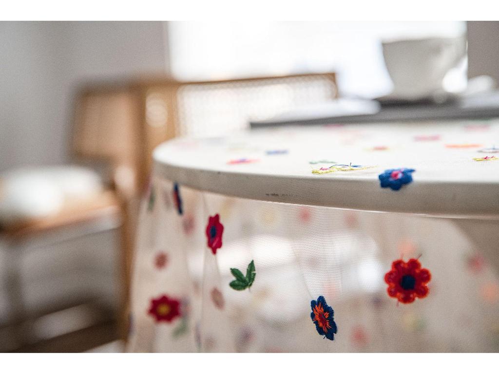 Imanqiyun Colorful Embroidered Floral Lace Tablecloth and Photography Backdrop.