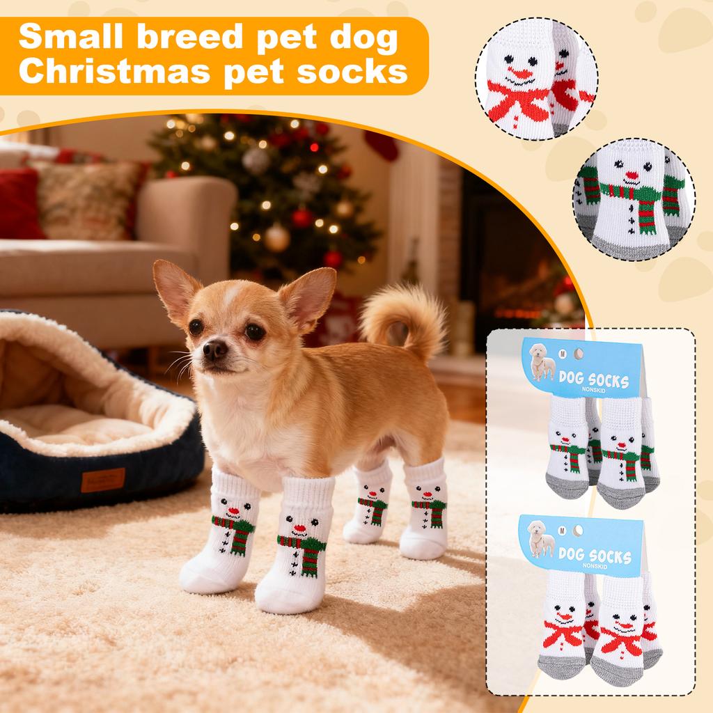 Christmas Socks, Santa, Snowman, Covers, Teddy Bear, Scratch, Dirt, Small Dog Pet Christmas Pet Socks