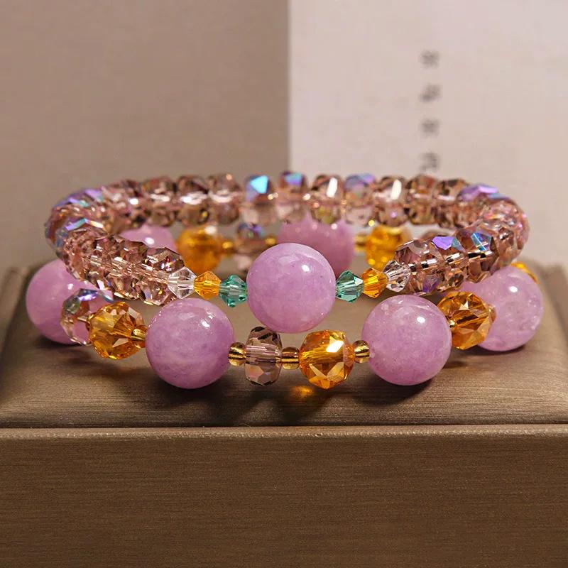 Rose Quartz Double Layer Stackable Bracelet for Women - Light Luxury High-End Beaded Gift for Best Friend.
