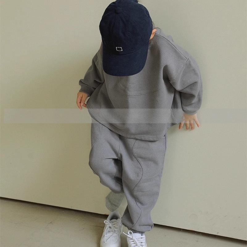 Kinder Sweatshirt Set Herbst/Winter Fleecefutter Set Jungen Mädchen Locker sitzendes Langarm Sweatshirt + Hose 2-teilig