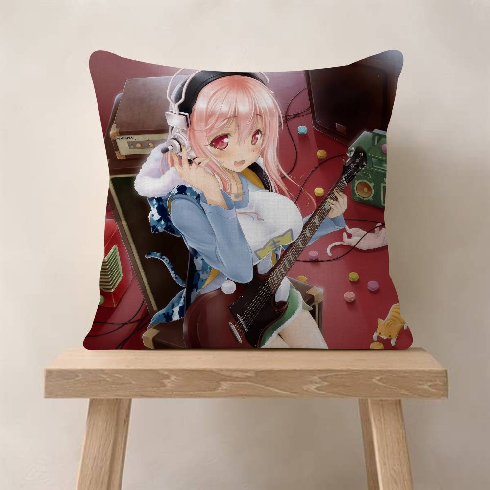 Beautiful Super SSonico Anime  4545cm Cushion Cover Pillow Cover Decor Pillowcase Home Pillowcase for Couch Pillow